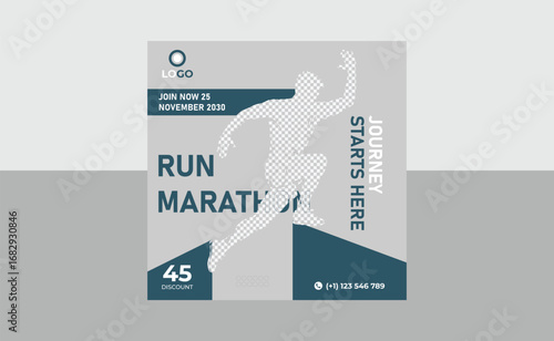 Running social media post design template 
