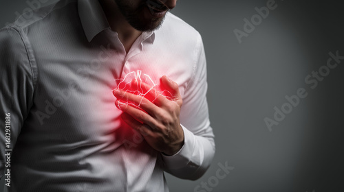 Heart Attack Awareness: Recognizing the Early Warning Signs. Medical Illustration of Heart Attack Symptoms and Effects. Cardiovascular Emergency: Understanding Hart Attack Risks. Heart Attack Concept