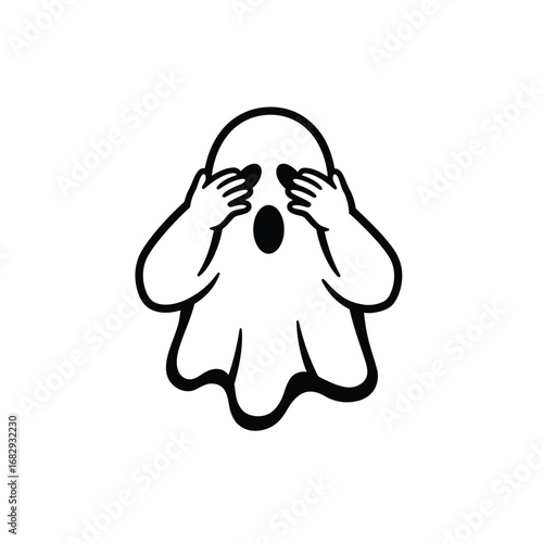 Ghost covering eyes surprised expression vector