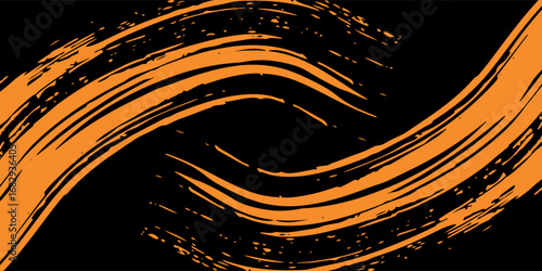 orange black brush Car sticker wrap pattern banner abstract sporty lines black orange color combination grunge brush racing motorsport vector design.