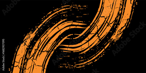 orange black brush Car sticker wrap pattern banner abstract sporty lines black orange color combination grunge brush racing motorsport.