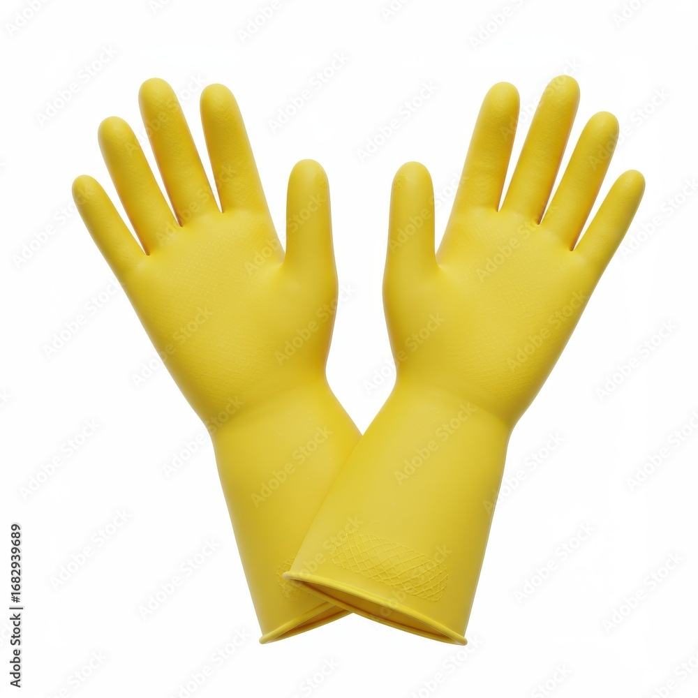 Obraz premium Bright Yellow Rubber Gloves for Household Cleaning and Protection
