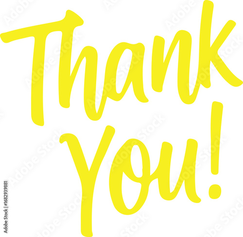Bright yellow Thank You message perfect for greetings cards and invitations showing appreciation