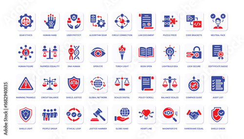 ai ethics modern technology concepts visually cohesive style collection icons