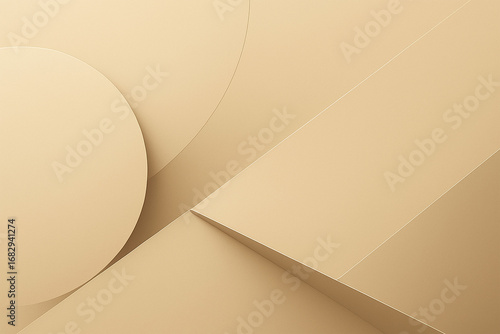 A sleek and minimalist abstract background with overlapping geometric shapes in a textured, warm beige hue, creating a calm and sophisticated visual with a sense of depth.