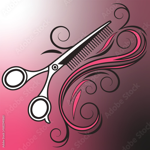Scissors comb hair swirls styling salon
