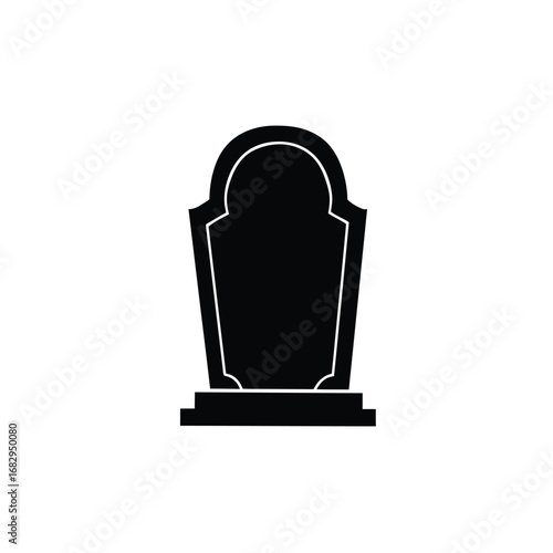 Black tombstone icon with white outline gravestone