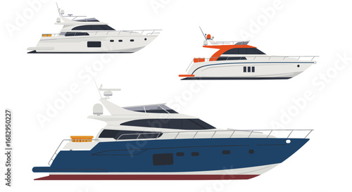 Modern yacht designs with flat minimalist aesthetic for marine enthusiasts