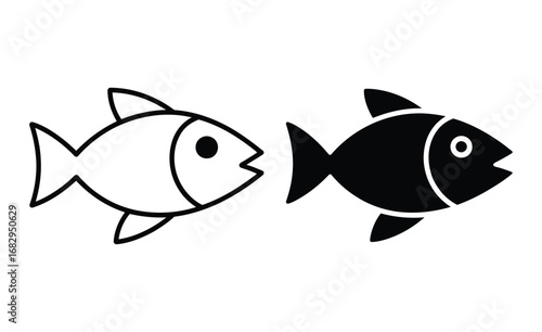 WebSleek, modern fish icons in black and white offer a clean, versatile visual for any aquatic or data-driven project needing a simple, elegant touch.