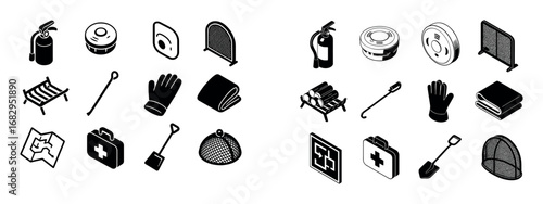 Family Fireside Safety Icons