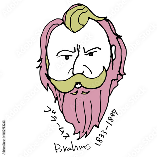 手描きイラスト／作曲家／ブラームスbrahms／歴史