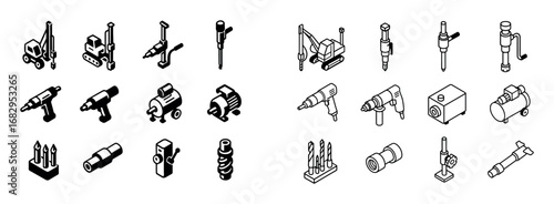 Isometric Quarry Equipment Icons