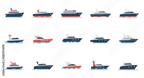 Collection of iconic minimalist yacht and cruise ship designs