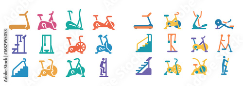 Colorful Cardio Equipment Icons