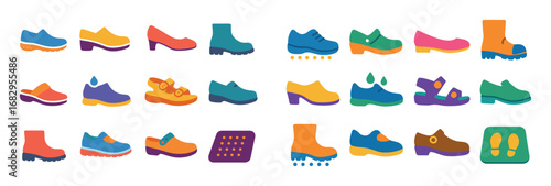 Colorful Hairdresser Footwear Icons