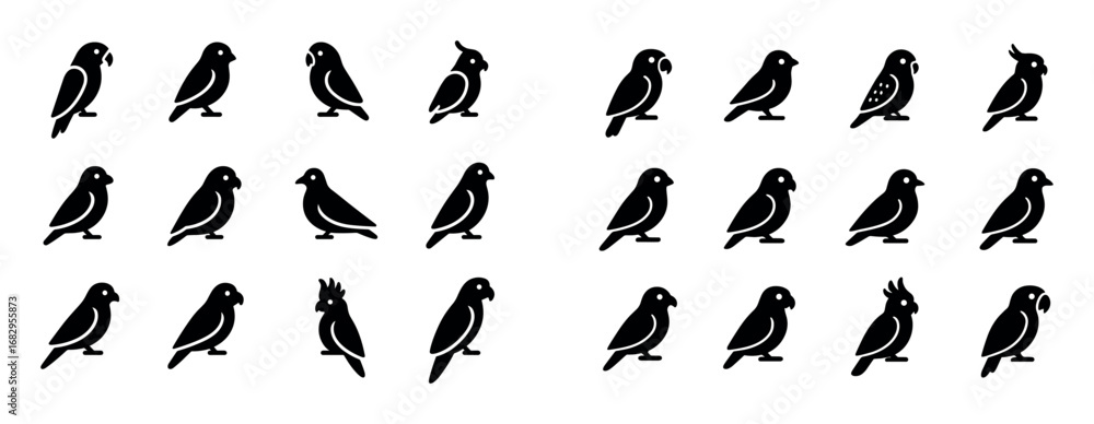 Fototapeta premium Bird Icons Grid