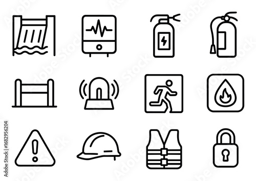 Hydroelectric Plant Safety Icons