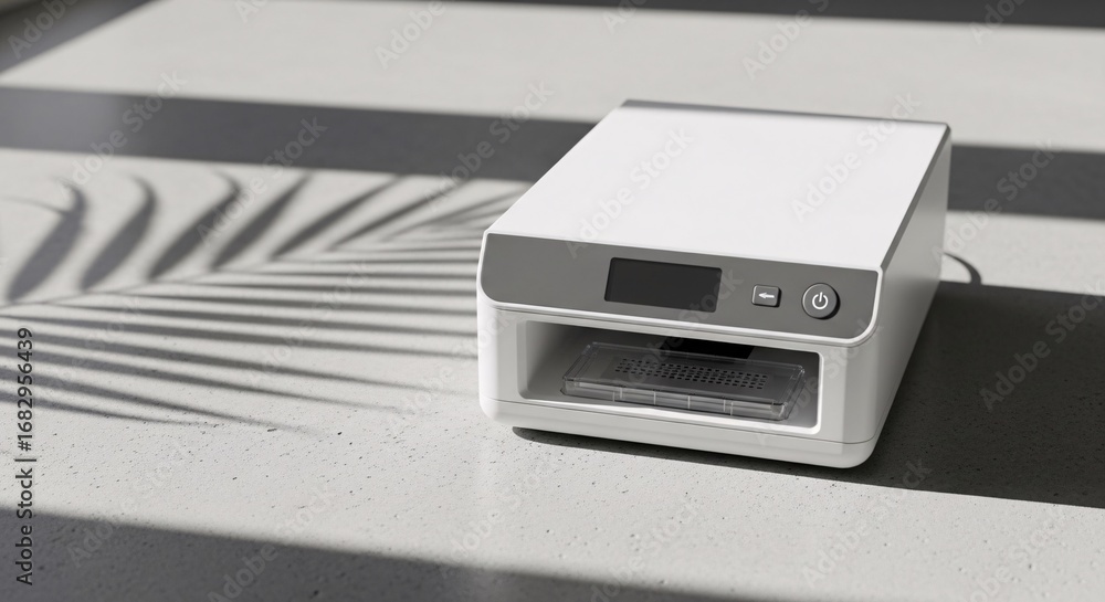 Fototapeta premium Modern white electronic device with digital screen and buttons