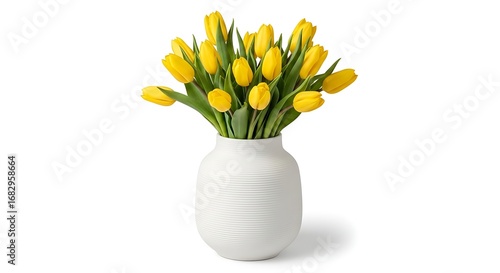 Wallpaper Mural Vibrant yellow tulips in a modern white vase create stunning floral elegance perfect for spring decor, celebrations, and sophisticated design projects Torontodigital.ca