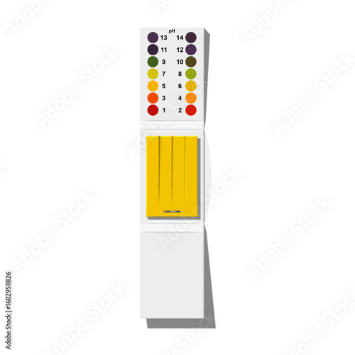 pH test paper strips litmus paper with colorful scale for acidity and alkalinity measurement isolated realistic 3d vector mockup top view, laboratory diagnostic tool for chemistry, scientific research