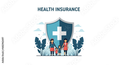 Family health insurance concept illustrating protection and security, safeguarding loved ones with comprehensive medical coverage for their future well-being