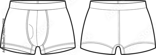 Front and back view of men's boxer brief underwear line art boxer briefs men's underwear