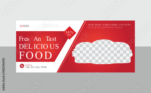 Delicious food banner design template