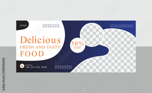 Delicious food banner design template