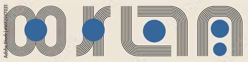 Stripe bend line art with round circle Abstract minimal element mid century vector for retro aesthetics, minimal art, and graphic design. Useful for illustrating a timeless, classic feel.