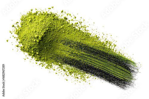 Green powder, scattered and streaked