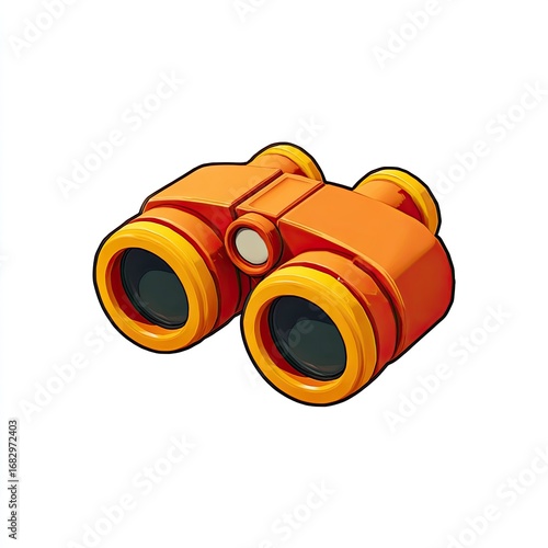 Orange binoculars, cartoon style