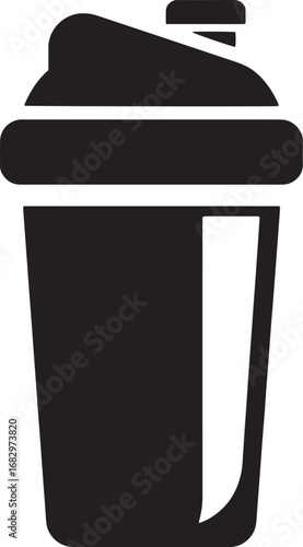 Vector art of black protein shaker bottle for fitness