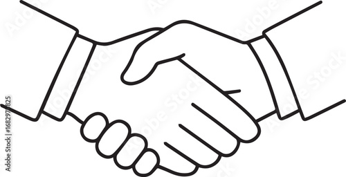 Simple line art handshake icon representing agreement, partnership, and collaboration. minimalist business concept vector illustration.eps