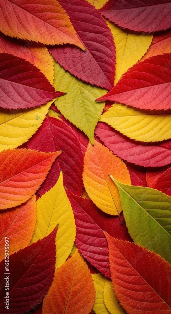 custom made wallpaper toronto digitalColorful autumn leaves arranged in vibrant pattern, isolated on white background