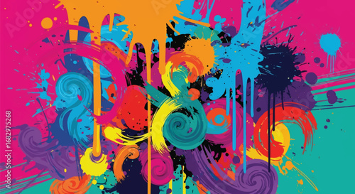 **🖼️ Caption (SEO-optimized, max 200 characters):**  
Adobe illustrator artwork vector illustration of dripping paint and swirling abstract shapes in vibrant colors on black background