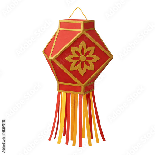 Ornate copper lantern for festive lighting (square)