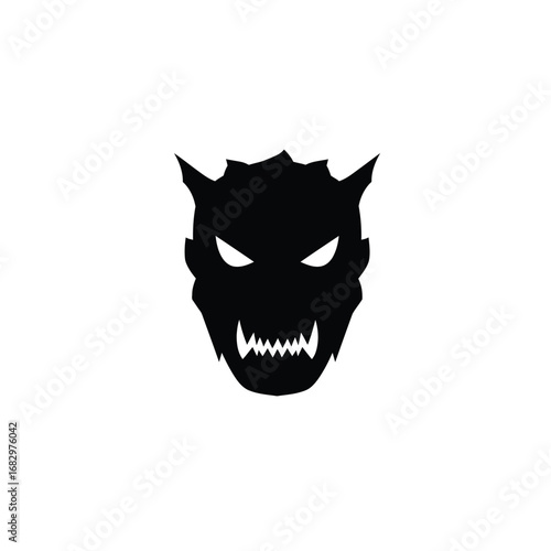 Fierce monster face sharp teeth glowing eyes creature
