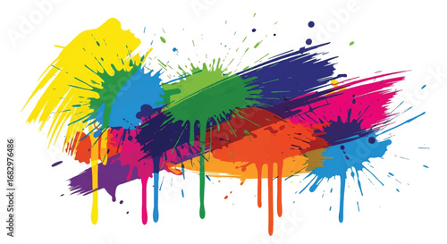 Adobe illustrator artwork vector illustration. Vibrant abstract paint splatters with colorful drips, perfect for backgrounds, artistic designs, and creative branding projects