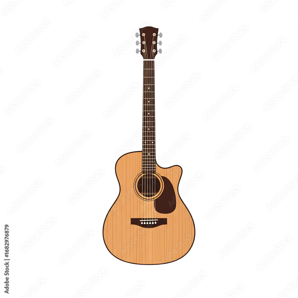Obraz premium A detailed vector illustration of a classic acoustic guitar, perfect for music, folk, and hobby-related themes.