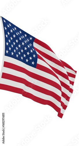Wallpaper Mural American flag waving isolated on white background with realistic fabric texture Torontodigital.ca