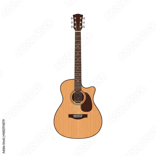 A detailed vector illustration of a classic acoustic guitar, perfect for music, folk, and hobby-related themes.