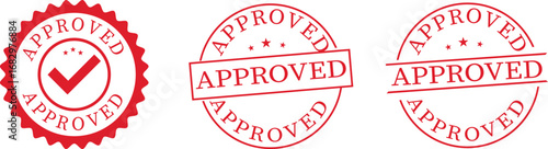 Approved stamp seal icon set.approved rubber stamp icon isolated on white background. approved stamp circle graphic guarantee seal certification document approval stamp icon vector.
