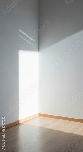 Wallpaper Mural Sunlight casting soft shadows on empty white room corner isolated on white background Torontodigital.ca