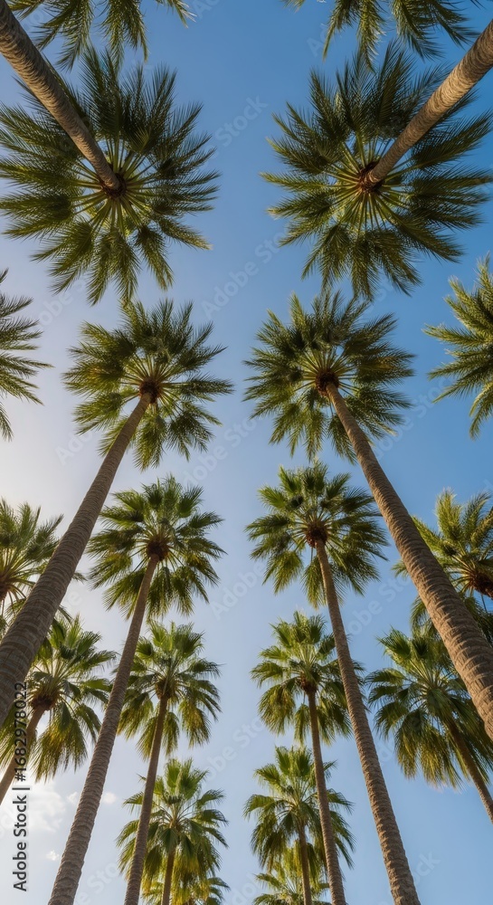 custom made wallpaper toronto digitalTall palm trees reaching toward clear blue sky in tropical setting
