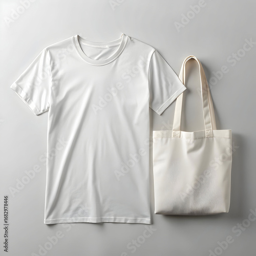 Blank White T-Shirt and Tote Bag Mockup: Apparel Design Template