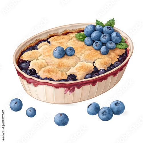 Delicious Blueberry Crumble Recipe: A Watercolor Illustration
