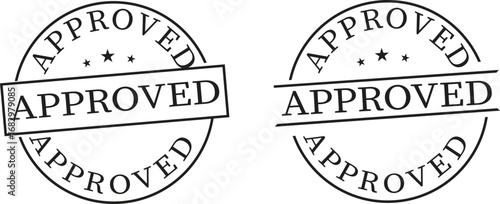 Approved stamp seal icon set.approved rubber stamp icon isolated on white background. approved stamp circle graphic guarantee seal certification document approval stamp icon vector.
