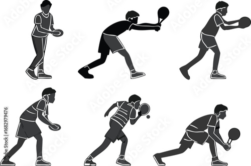 Dynamic athletes showcasing tennis skills in action poses, perfect for sports marketing and fitness branding