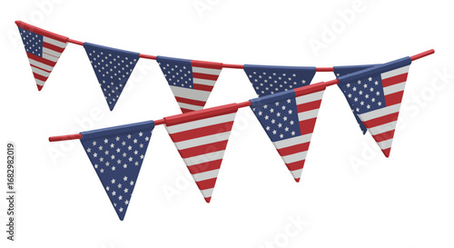 Festive american flag bunting in 3d style for patriotic celebrations