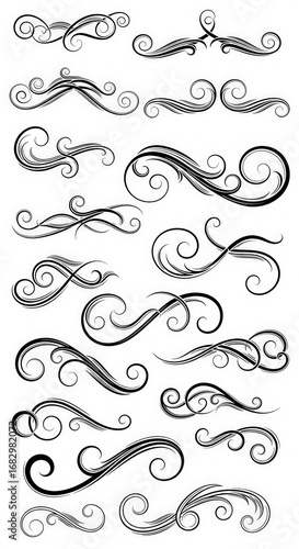 Wallpaper Mural Elegant black and white ornamental swirls and flourishes isolated on white background Torontodigital.ca